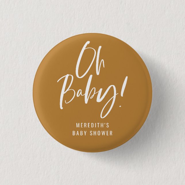 Simple Calligraphy Gender Neutral Baby Shower 1 Inch Round Button (Front)