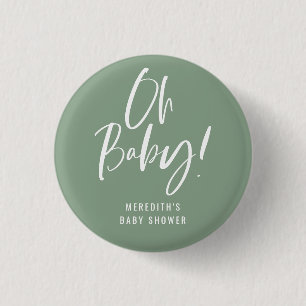 Simple Calligraphy Gender Neutral Baby Shower 1 Inch Round Button