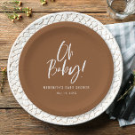 Simple Calligraphy Gender Neutral Baby Shower Paper Plate<br><div class="desc">Simple Calligraphy Gender Neutral Baby Shower paper plates features a fun and modern calligraphy on bold,  solid colours.</div>
