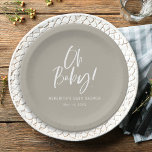 Simple Calligraphy Gender Neutral Baby Shower Paper Plate<br><div class="desc">Simple Calligraphy Gender Neutral Baby Shower paper plates features a fun and modern calligraphy on bold,  solid colours.</div>