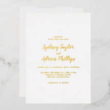 Simple Calligraphy Gold Back Casual Wedding Gold