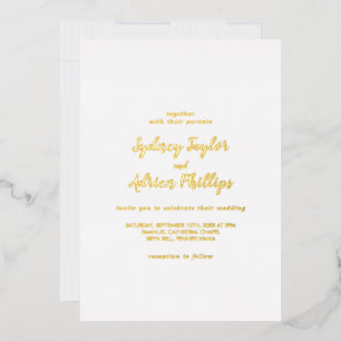 Simple Calligraphy Gold Back Casual Wedding Gold 