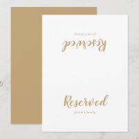 Simple Calligraphy|Gold Back Wedding Reserved Sign