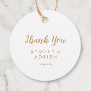 Simple Calligraphy Gold Back Wedding Thank You Favour Tags