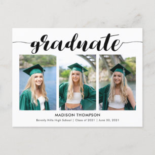 Simple Calligraphy Graduation Photo  Announcement 