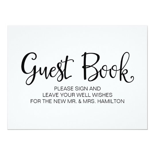 Simple Calligraphy | "Guest Book" Wedding sign Card