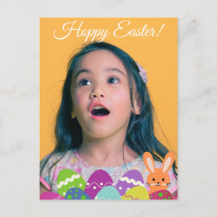 simple Calligraphy Happy Easter kids to friends Holiday Postcard