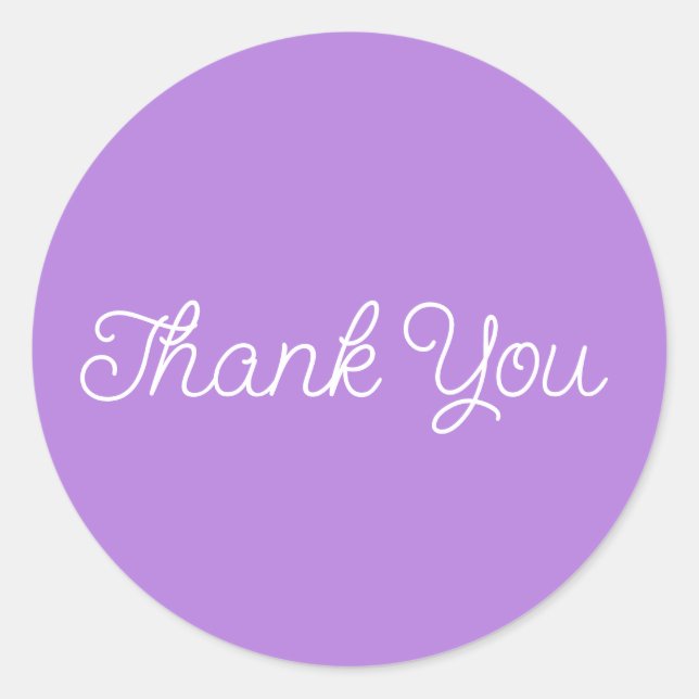 Simple Calligraphy Lilac Flat Thank You Card Classic Round Sticker (Front)