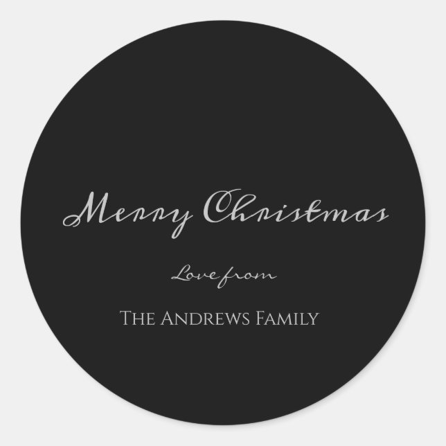 Simple Calligraphy Merry Christmas Classic Sticker (Front)