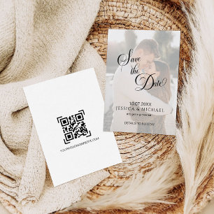 Simple Calligraphy Overlay Photo Save the Date Invitation