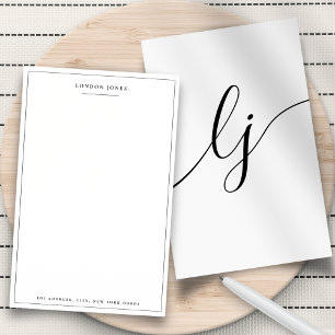 Simple Calligraphy Personalized Monogram Stationery