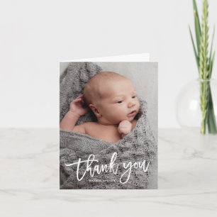 Simple Calligraphy Photo Baby Thank You Card