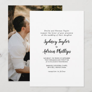 Simple Calligraphy Photo Formal Wedding Invitation