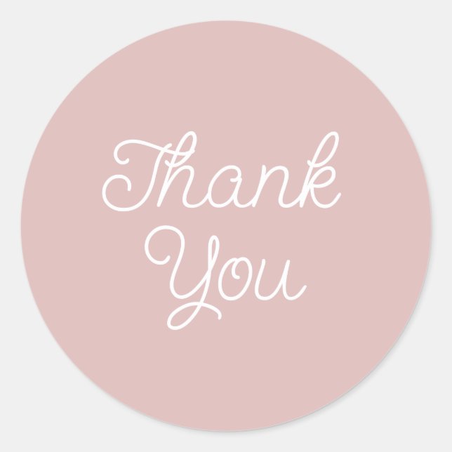 Simple Calligraphy Pink Mauve Thank You Seal (Front)