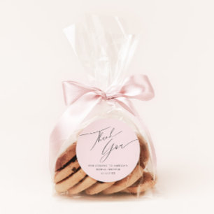 Simple Calligraphy Pink Thank You Bridal Shower Classic Round Sticker