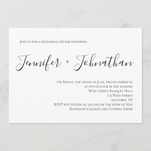 Simple calligraphy rehearsal dinner invitations
