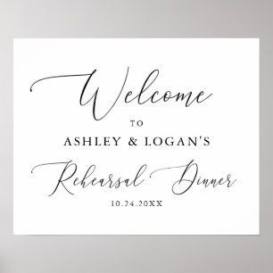 Simple Calligraphy Rehearsal Dinner Welcome Poster
