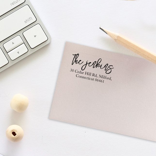 Simple Calligraphy Return Address Rubber Stamp (Creator Uploaded)