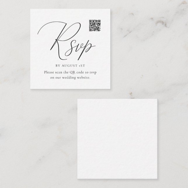 Simple Calligraphy Rsvp with QR Code Enclosure Card (Front/Back)