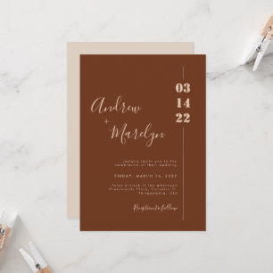 Simple Calligraphy Rustic and Cream Wedding Invitation