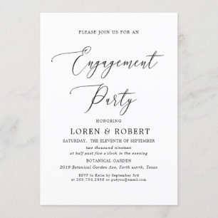 Simple Calligraphy Rustic Engagement Party Invitation