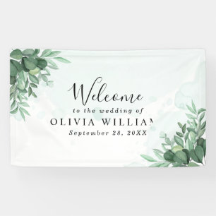Simple calligraphy rustic greenery banner