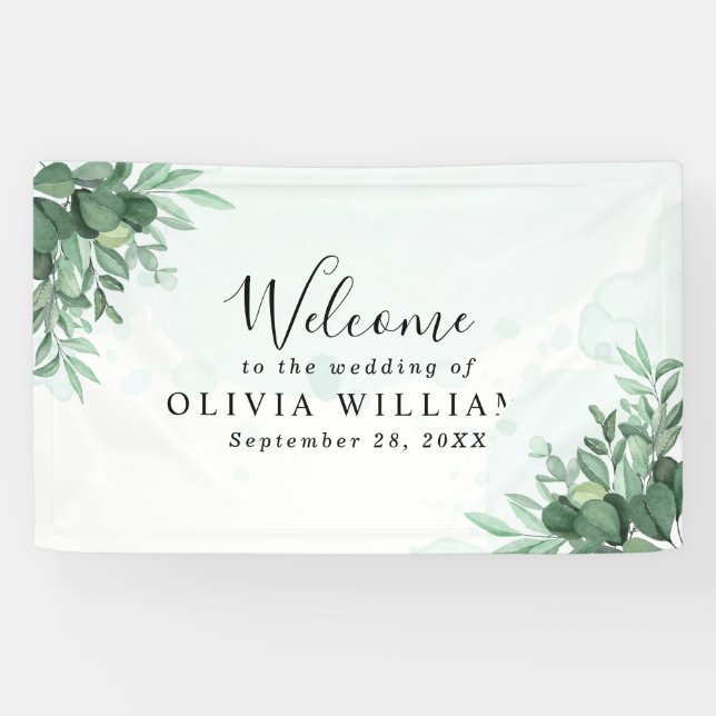 Simple calligraphy rustic greenery banner (Horizontal)