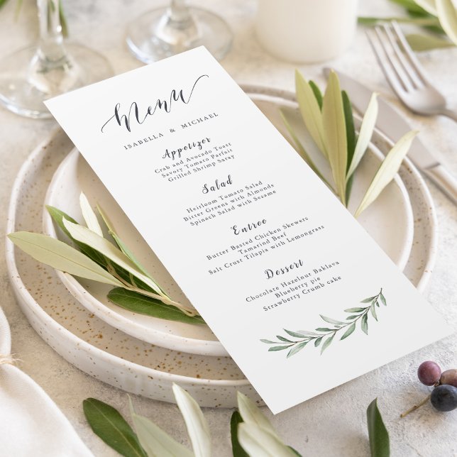 Simple calligraphy rustic greenery wedding menu (Simple calligraphy rustic greenery wedding menu)