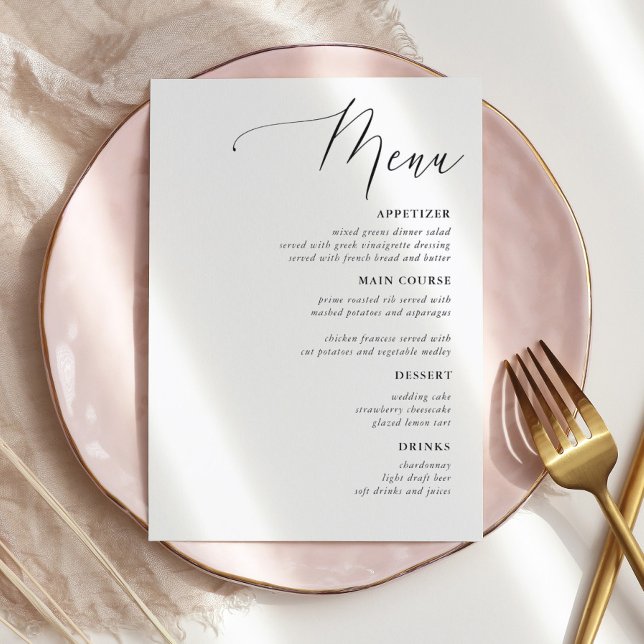 Simple Calligraphy Rustic Wedding Menus (Creator Uploaded)