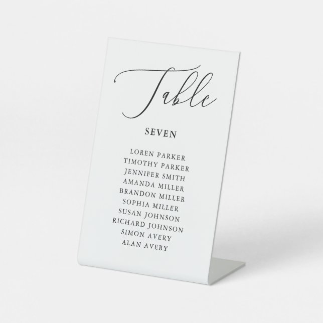 Simple Calligraphy Rustic Wedding Seating Chart Ta Pedestal Sign (Front)