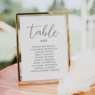 Simple Calligraphy Rustic Wedding Seating Chart Table Number