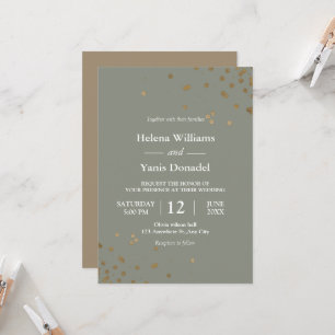   Simple Calligraphy Sage Green & Gold  Invitation