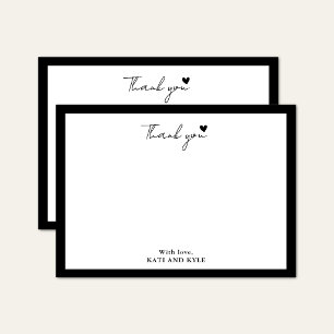 Simple Calligraphy Script Heart Thank You Card