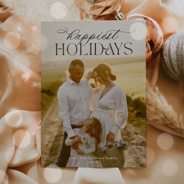 Simple Calligraphy Script Modern Minimalist Photo Holiday Card (Creator Uploaded)
