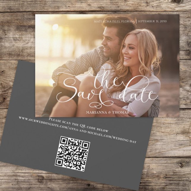 Simple Calligraphy Script Wedding Photo  Save The Date (Creator Uploaded)