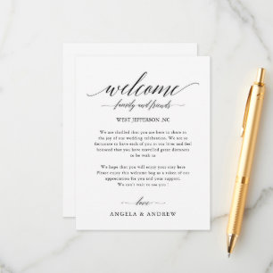 Simple Calligraphy Script Wedding Welcome Bag Enclosure Card