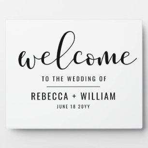 Simple Calligraphy Script Welcome Wedding Plaque