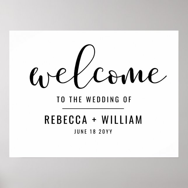 Simple Calligraphy Script Welcome Wedding  Poster (Front)