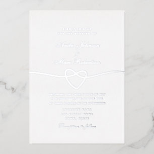 Simple Calligraphy Silver Wedding Foil Invitation