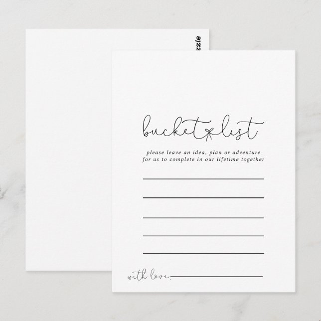 Simple Calligraphy Simple Bucket List Cards (Front/Back)