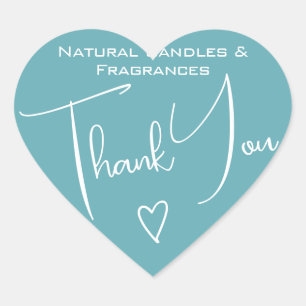 Simple Calligraphy Teal Blue Thank You Labels