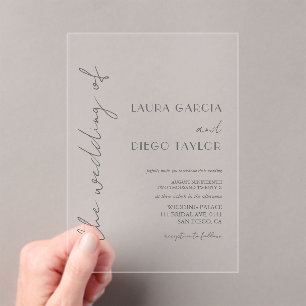 Simple Calligraphy Wedding Acrylic Invitations