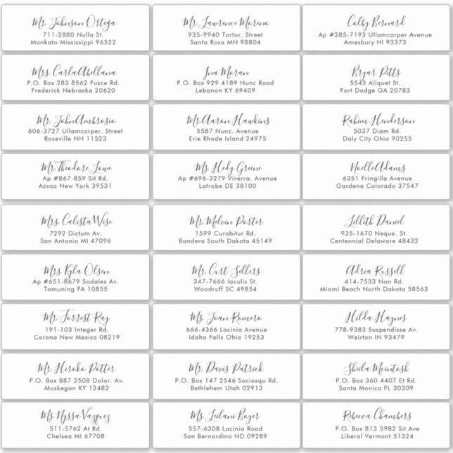 Simple Calligraphy Wedding Guest Label (Front)