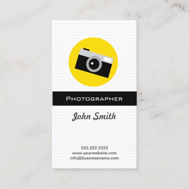 Simple Camera Icon Photographer Business Card (Front)