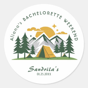 Simple Camping Weekend Bachelorette Party Classic Round Sticker