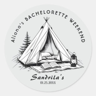 Simple Camping Weekend Bachelorette Party  Classic Round Sticker