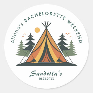 Simple Camping Weekend Bachelorette Party  Classic Round Sticker