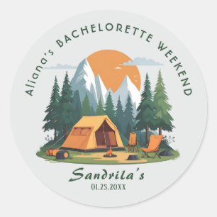 Simple Camping Weekend Bachelorette Party  Classic Round Sticker