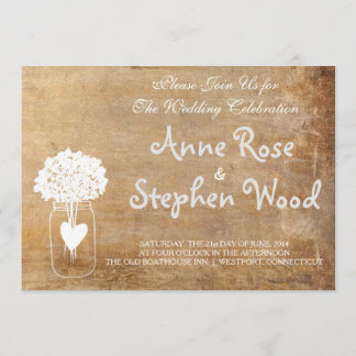Simple Canvas Mason Jar Wedding Invitation