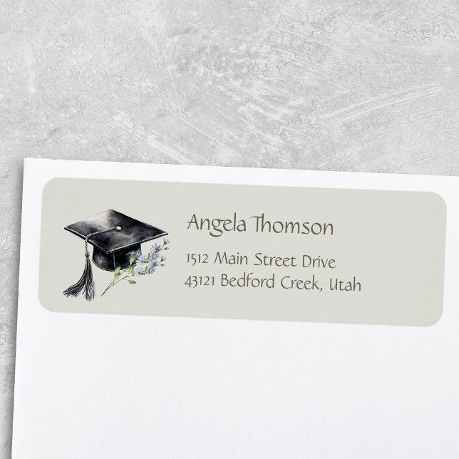 Simple Cap Wildlower Graduation Return Address (Creator Uploaded)